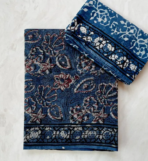 Traditional Bagru Print Kota Saree